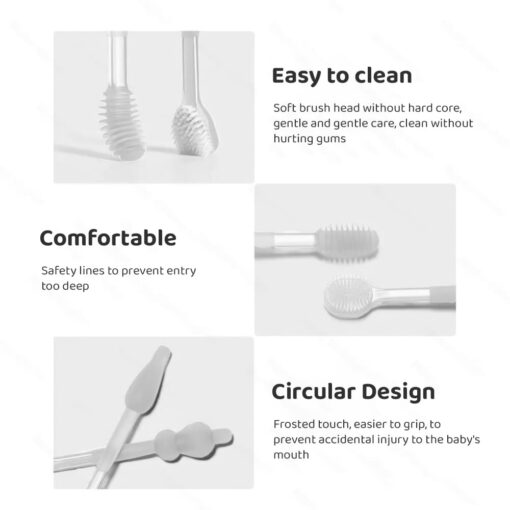 StarAndDaisy Silicon Toothbrush and Tongue Cleaner for Baby to Toddler Toothbrush - White - Image 9