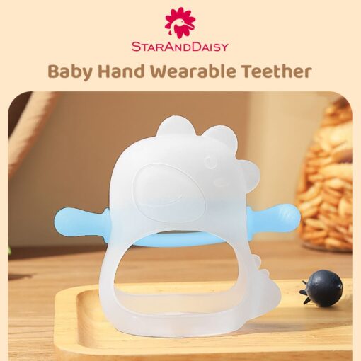 StarAndDaisy Silicone Teether for Baby - Hand Teethers for Infants with 360° Glove Protection and Hallow Bite Point Design - Transparent Brown - Image 2