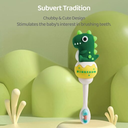 Cute Dino Toothbrush for Kids - Soft Bristle Tooth Brush with Silicone Grip Aged 2 Years and Above - StarAndDaisy - Image 3
