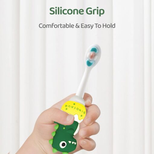 Cute Dino Toothbrush for Kids - Soft Bristle Tooth Brush with Silicone Grip Aged 2 Years and Above - StarAndDaisy - Image 4