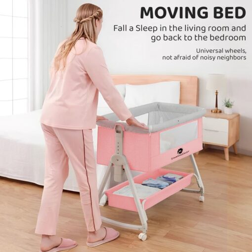 Moving Bed Crib Cradle StarAndDaisy Pluto 3-in1 Baby Crib Cradle with Mosquito Net - Baby Bed Side Bassinet