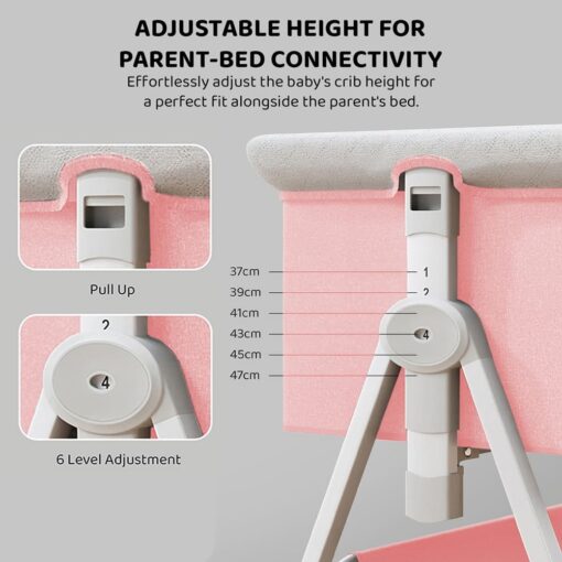 Adjustable height Baby Crib Cradle and Swing with Mosquito net