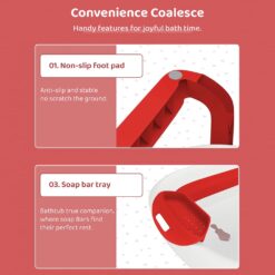 Foldable Bathtub for Baby with Soap Bar - Anti Slip Bath Tub for Kids (SIBT Basic Red) - StarAndDaisy
