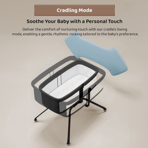 StarAndDaisy 3 in 1 Cradle for Baby with a Mattress and Mosquito Net - Black
