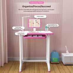Kids Study Table with Storage Cabinet Book Holder