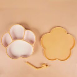 Infants and Toddlers Silicone Suction Plate - BPA-Free Materials, Anti-Slip Feeding Plate for Kids - Orange