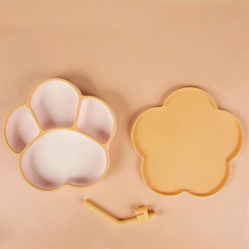 Infants and Toddlers Silicone Suction Plate - BPA-Free Materials, Anti-Slip Feeding Plate for Kids - Orange