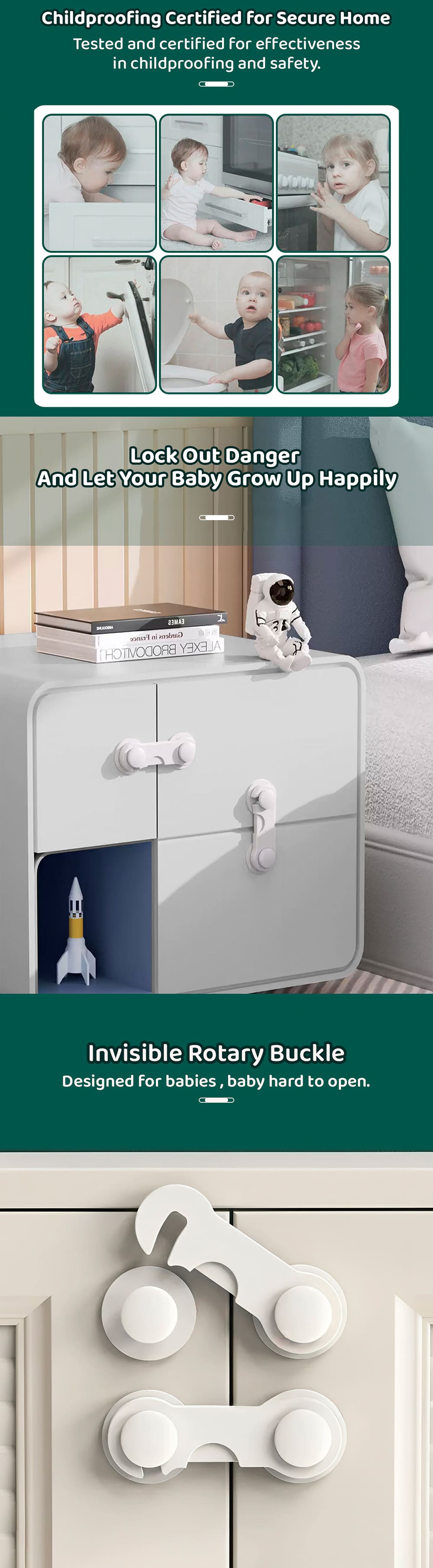 Wrench style baby door lock aplus