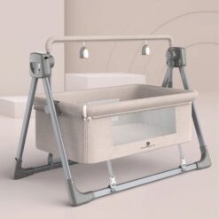 StarAndDaisy Electric Baby Swing Cradle with Remote, Baby Bed Crib for 0-24 Months - BROWN | EC03