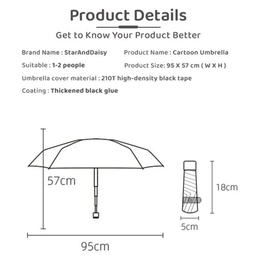 StarAndDaisy Umbrella for Kids, 5 Fold Easy to Open & Close Mini Umbrellas and Prevent UV Rays - Blue Berry - Image 13