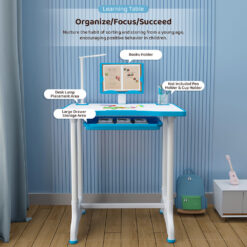Kids Study Table with Storage Cabinet Book Holder