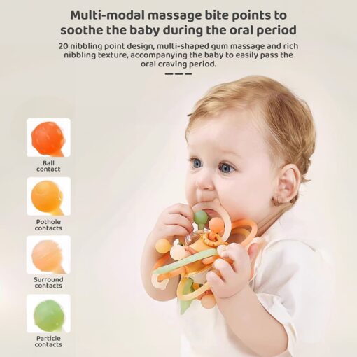 Silicone Baby Teether Ball with Rattle
