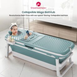 StarAndDaisy Mega Portable Bathtub, Folding Spa Bath Tub Foldable Indoor Bath Bucket For Adults - Green