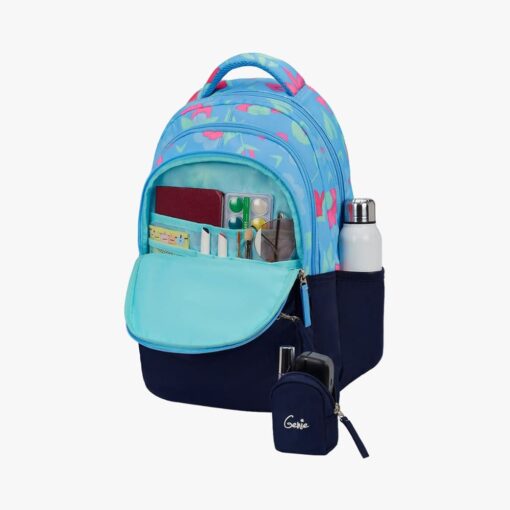 Genie Petunia Trendy Kids School Bag, Water Resistant and Lightweight Bags with Adjustable Padded Shoulder Straps - Blue