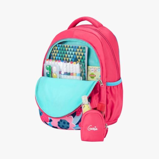 Genie Fluffy Premium Backpack for Kids, Water Resistant and Lightweight Bags, Easy to Carry Bags for Girls - Pink