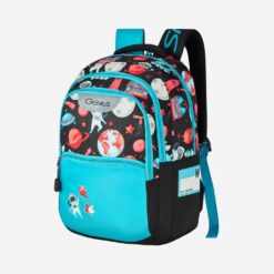 Genius by Safari Comet 27L Girls Boys School Backpack with Name Tag, Rain Cover, Water Resistance, and Easy Access Pockets - Black