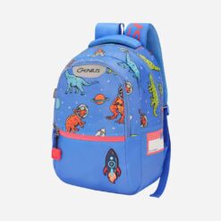 Genius by Safari Cosmo 23L Trendy School Backpack with Name Tag, Ergonomic, And Premium Durable Fabric for Boys & Girls - Blue