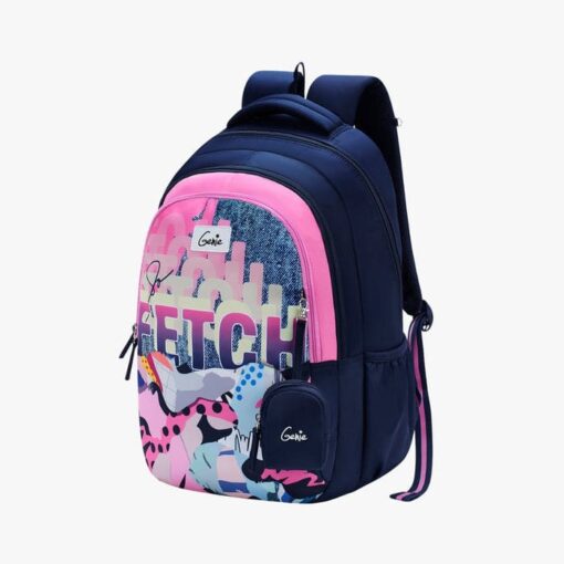 Genie Fetch Shoulder School Backpack for Children, Durable and lightweight school bag for kids with Adjustable straps - Navy Blue