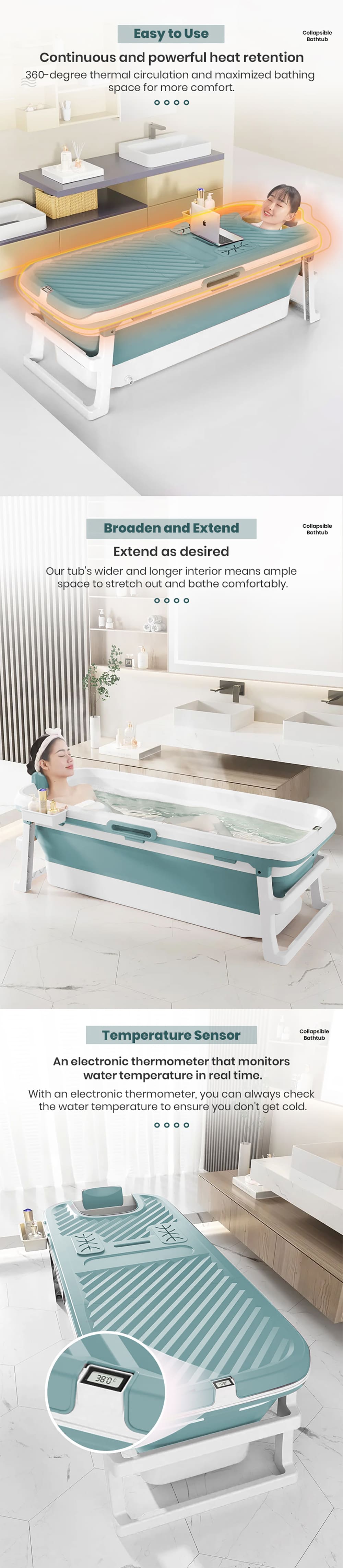 Space-Saving Foldable Bathtub with Non-Slip Design