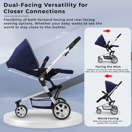 StarAndDaisy Sleek and Stylish Baby Stroller for kids with Reversible Bassinet & Large Wheels for Newborn Babies & Toddlers - 0 to 4 Years (Blue) - Image 5
