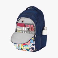 Genie Phoenix 36L Kids Laptop Backpack With Rain cover, Premium Nylon Fabric, and Extra Shoulder Padding Straps - Navy Blue
