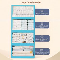 StarAndDaisy Multipurpose Kids Storage Cabinet with Double Doors, Convertible Drawers Design & 3 Stackable Cuboids - 72 Lt-Blue