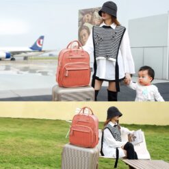 StarAndDaisy PU leather Baby Diaper Bag, Insulated Pockets, Multiple Compartments, And Large Storage Capacity - Luxe-Red