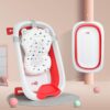 StarAndDaisy Foldable Infant Bath Tub with Cushion, Collapsible Space Saving Bathtub Girls & Boys with Soap Tray - Bt Basic Red