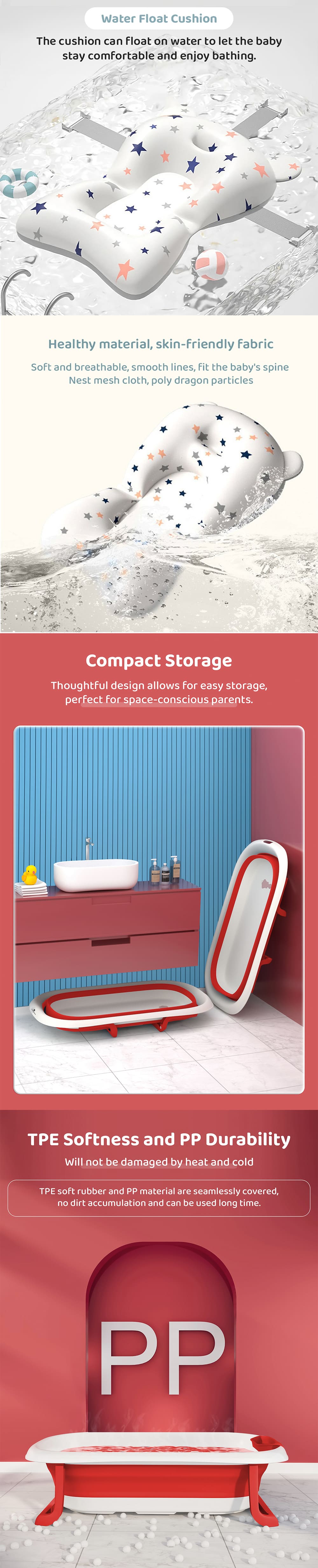 Baby Bath Tub with Water Float Cushion