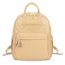 StarAndDaisy PU Leather Baby Diaper Backpack for Travel with Spacious Compartments & Large Storage Capacity - Luxe-Beige