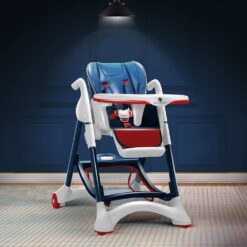 StarAndDaisy Baby Feeding High Chair, Kids Feeding Chair with 5-Level Seat Adjustment, 5-Point Safety Belt For Infants - Red & Blue