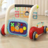 StarAndDaisy 3-in-1 Baby Play Gym with Walker, Toddlers Push Walker with Play Piano, Tummy Time Baby Activity Playmat - Red