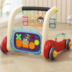 StarAndDaisy 3-in-1 Baby Play Gym with Walker, Toddlers Push Walker with Play Piano, Tummy Time Baby Activity Playmat - Red