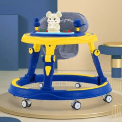 StarAndDaisy Activity Walkers for Toddlers, Multifunctional Intelligent Early Education Baby Walker with Toy Tray (Dark Blue & Yellow)