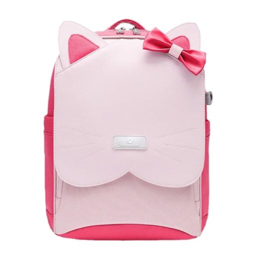 StarAndDaisy Kitty School Bag for Girls, Cute Cartoon Cat Shaped Backpacks For Kids, Kitten School Backpack - Pink & Red