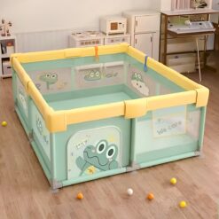 StarAndDaisy Foldable Play Yard for Babies, Portable Playpen for Kids with Crocodile Print - Green