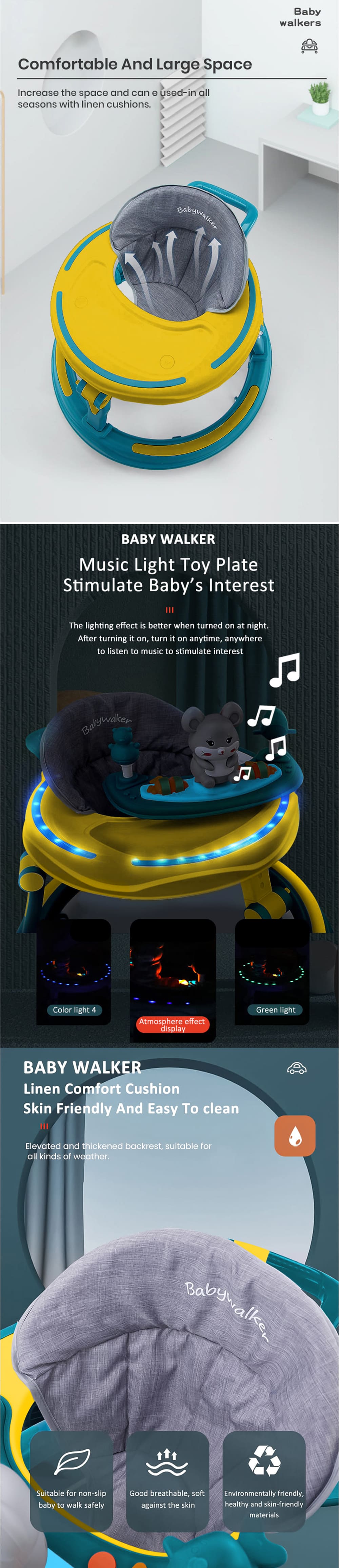 Intelligent Baby Walker with musical light