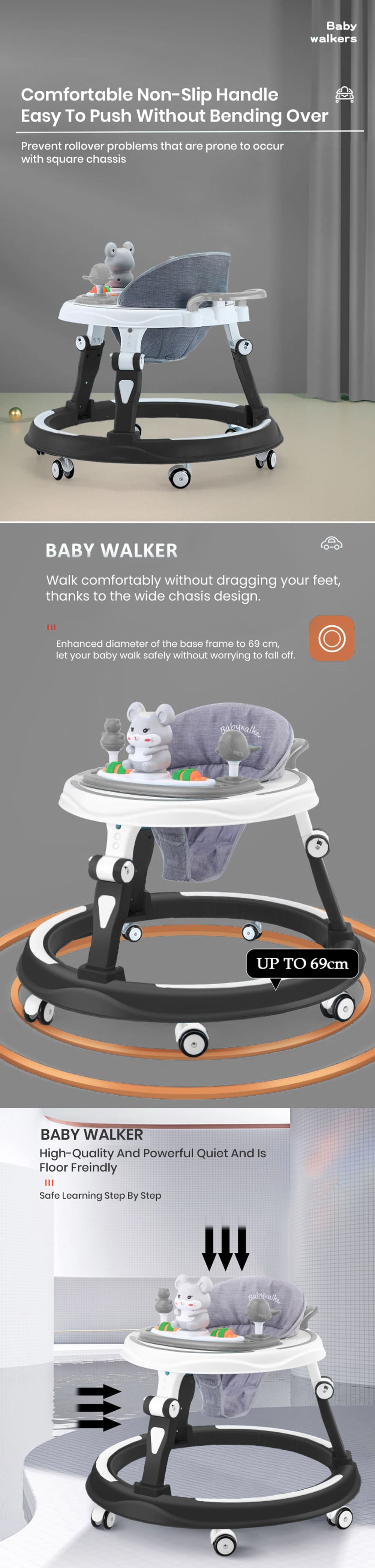 Baby Walker with Non-Slip Handle
