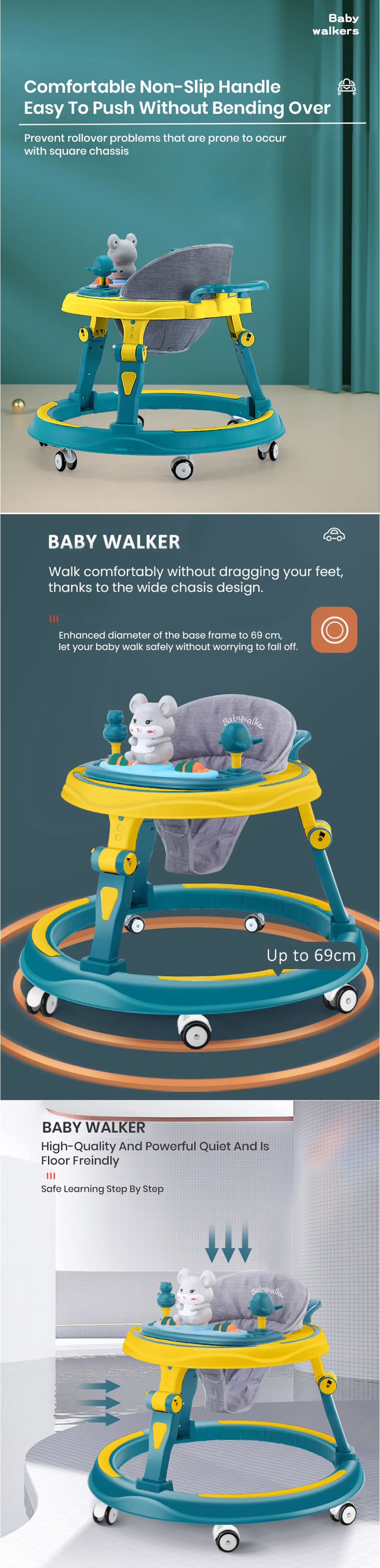 Baby Walker with Non-Slip Handle