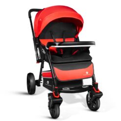 StarAndDaisy Colossal Dual-Facing Baby Stroller with Adjustable Canopy, 5-Point Safety Belt & Detachable Food Tray - Red