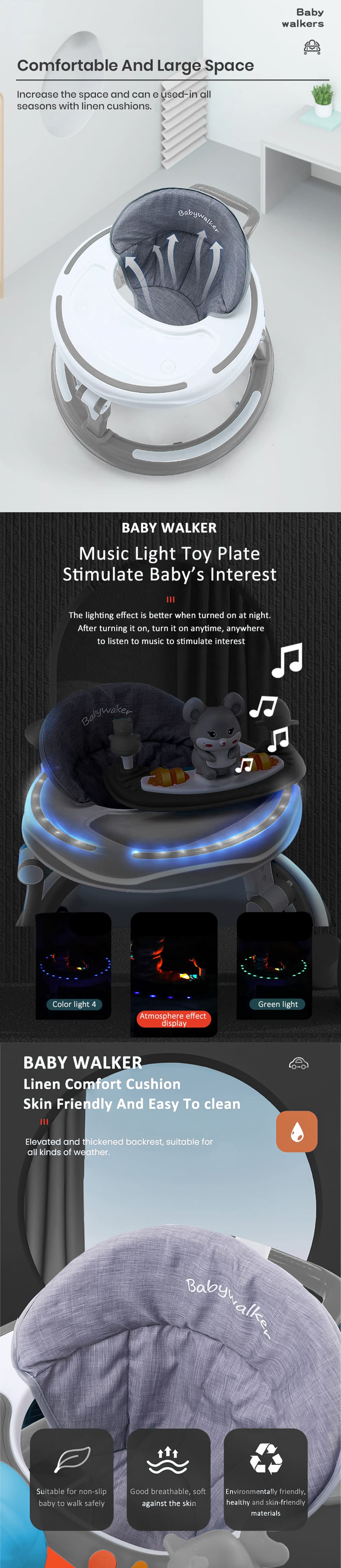 Intelligent Baby Walker with musical light