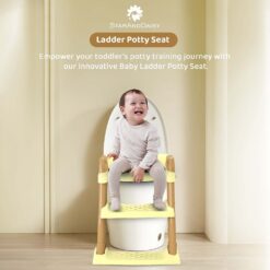 StarAndDaisy Baby Potty Training Toilet Seat with Ladder & Soft Cushion - Beige Gold