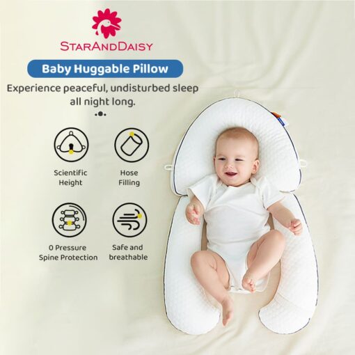 StarAndDaisy Soft Baby Huggable Pillow,  Breathable Nursing Pillows for Babies with Extra Comfort - White - Image 2