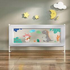 StarAndDaisy Heightened Bed Guardrail for Baby, Portable Bed Rail Safeguard Fence with Adjustable Height - T Frame Grey 1.5m