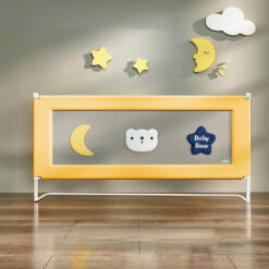 StarAndDaisy Bed Guardrail for Infants, Safety Bed Fence & Anti-Fall Bed Guards for Toddlers - U Frame Printed Yellow 1.8m