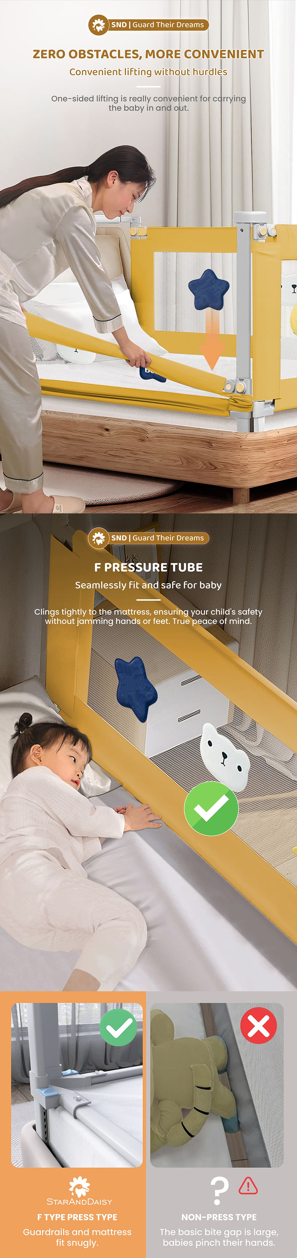 Chew Friendly Bed Guardrail for Baby