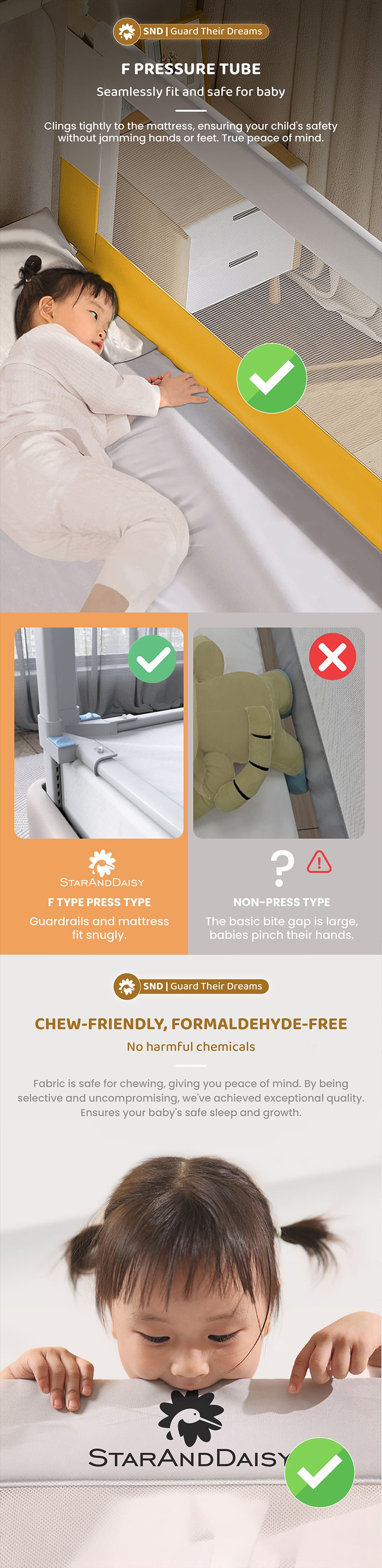 Chew Friendly Bed Guardrail for Baby