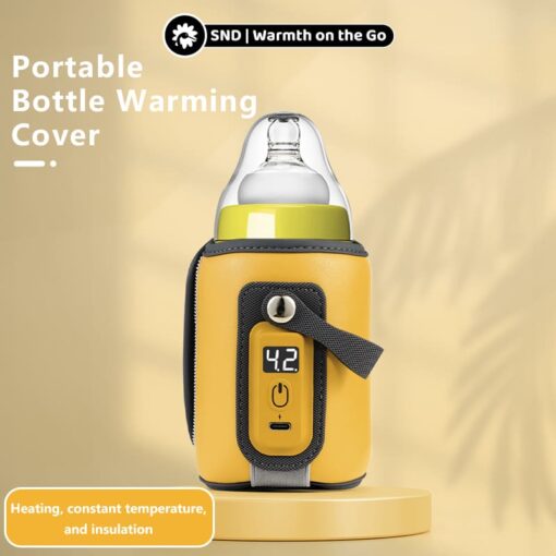 StarAndDaisy Portable Bottle Warmer Cover With 5-speed Adjustment, Quick USB Charging Baby Feeding Bottle Warmer - Yellow - Image 2