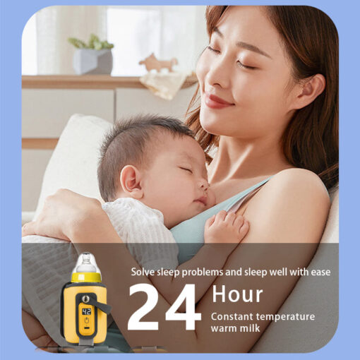 StarAndDaisy Portable Bottle Warmer Cover With 5-speed Adjustment, Quick USB Charging Baby Feeding Bottle Warmer - Yellow - Image 3