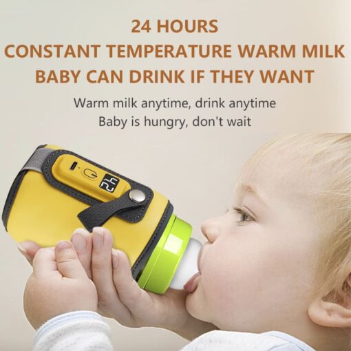 StarAndDaisy Portable Bottle Warmer Cover With 5-speed Adjustment, Quick USB Charging Baby Feeding Bottle Warmer - Yellow - Image 7